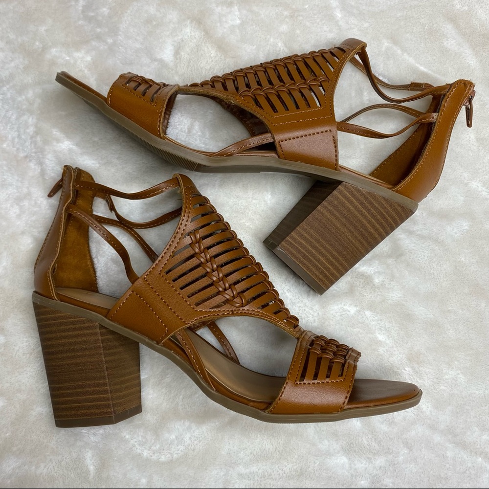 Merona Brown Zippered High Heeled Gladiator Sandals size 9.5